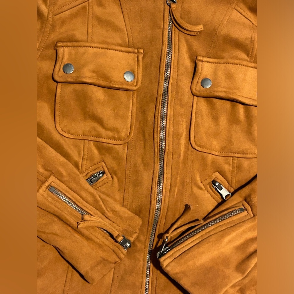 Free People Mia Brown Faux Suede Biker Jacket - S - Picture 4 of 8
